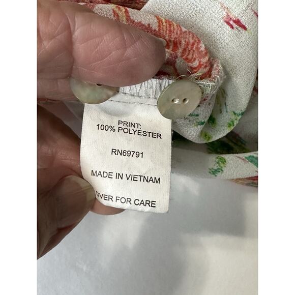 Fig & Flower Womens Sheer Floral Paisley Flowy Boho Hippie Blouse Size XL - Picture 9 of 12